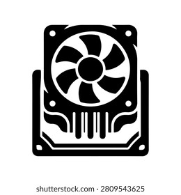 Chip Cooling System Silhouette Vector Icon