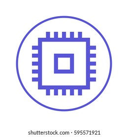 Chip, CPU circular line icon. Round sign. Flat style vector symbol