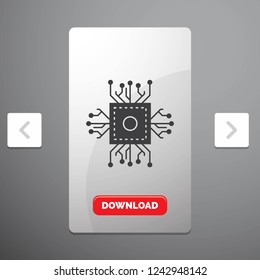 Chip, cpu, microchip, processor, technology Glyph Icon in Carousal Pagination Slider Design & Red Download Button