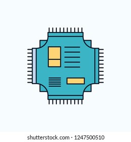 Chip, cpu, microchip, processor, technology Flat Icon. green and Yellow sign and symbols for website and Mobile appliation. vector illustration