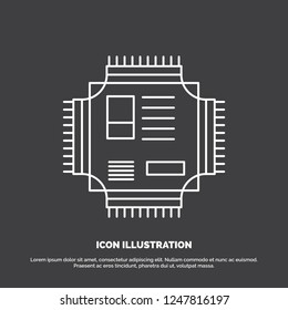 Chip, cpu, microchip, processor, technology Icon. Line vector symbol for UI and UX, website or mobile application