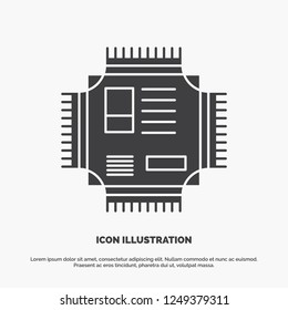 Chip, cpu, microchip, processor, technology Icon. glyph vector gray symbol for UI and UX, website or mobile application