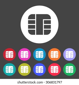 Chip of credit card icon. Set of colored icons.