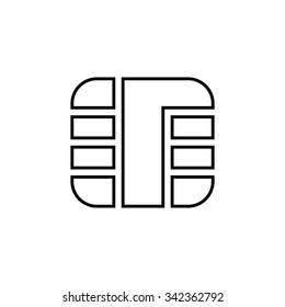 Chip of credit card  Linear icon.