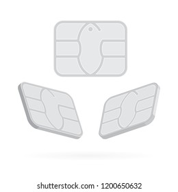 Chip. Credit or debit card chip. Sim cards set.