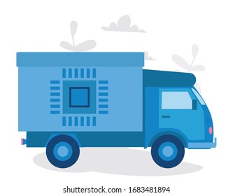 Chip Delivery Vector illustration for web banner, infographics, mobile, delivery car.