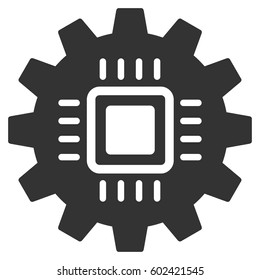 Chip Development Gear vector icon. Flat gray symbol. Pictogram is isolated on a white background. Designed for web and software interfaces.