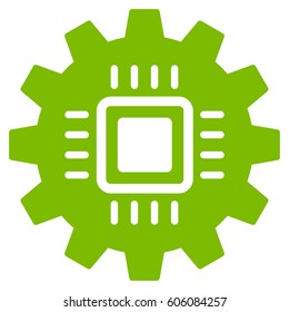 Chip Development Gear vector icon. Flat eco green symbol. Pictogram is isolated on a white background. Designed for web and software interfaces.