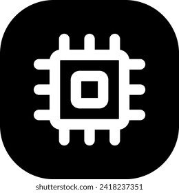 Icono de dispositivos de chip con estilo de contorno de línea rellena en negro. ordenador, procesador, tecnología, chip, dispositivo, digital, circuito. Ilustración vectorial