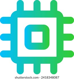 Chip devices icon with blue and green gradient outline style. computer, processor, technology, chip, device, digital, circuit. Vector Illustration