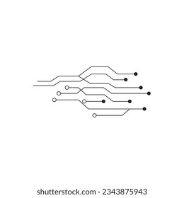 Chip Digital Logotipo abstracto Inteligencia Artificial Diseño vectorial de IA Linear Estilo de contorno. Círculo de circuito electrónico Icono de logotipo.