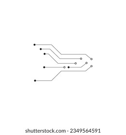 Chip Digital Logo abstract Artificial Intelligence AI vector design Linear Outline style. Electronics Circuit Circle shape Logotype icon.
