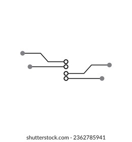 Chip Digital Logotipo abstracto Inteligencia Artificial Diseño vectorial de IA Linear Estilo de contorno. Círculo de circuito electrónico Icono de logotipo.