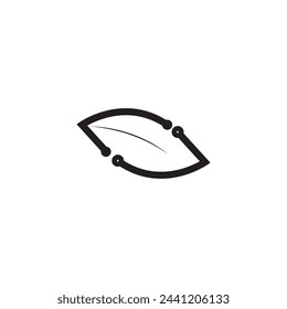 Chip Digital Logo abstracto Inteligencia Artificial AI diseño vectorial Estilo de contorno lineal. Circuito Electrónico Forma Círculo Icono de logotipo.