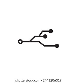 Chip Digital Logo abstract Artificial Intelligence AI vector design Linear Outline style. Electronics Circuit Circle shape Logotype icon.