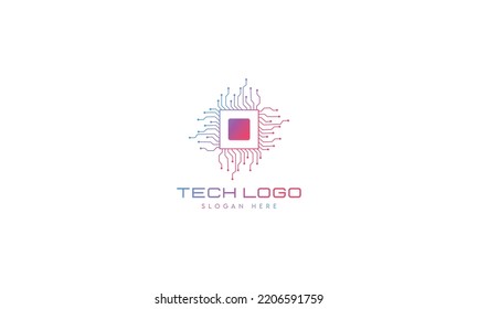 Chip Digital Logo Design Template, Tech, CPU, Chip, Electronic Logo Template Minimal Tech Logo