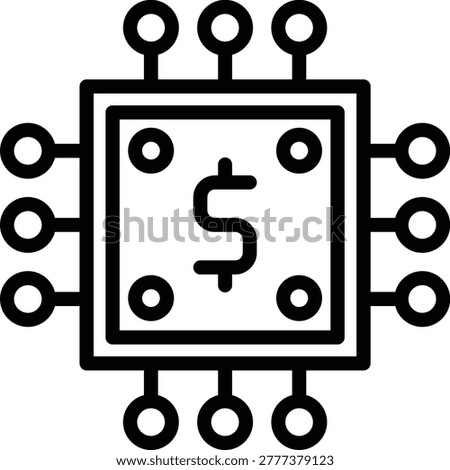 Chip with a dollar sign suitable for finance digital money, banking, gambling, investment concepts. Perfect for designs related to money and wealth.