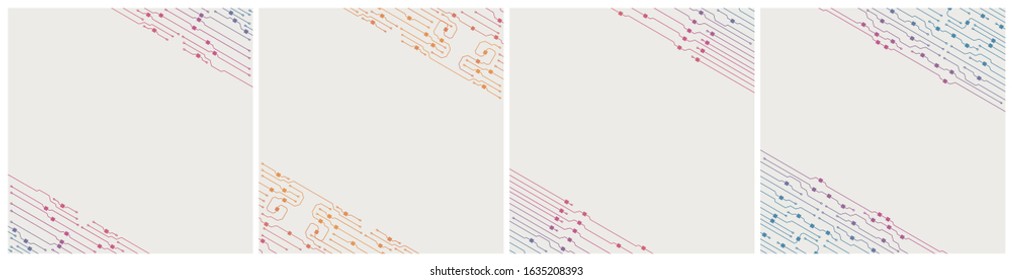 Chip electronic vector pattern for computer technology. Multicolor motherboard integrated vector technology illustration.
