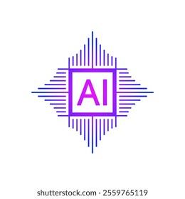 chip, electronics and AI logo. artificial intelligence concept for business, technology, education world