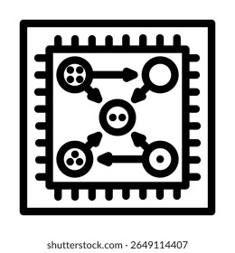 chip emaranhado qubits ícone da linha do computador quântico vetor. chip emaranhado qubits sinal do computador quântico. símbolo de contorno isolado ilustração em preto