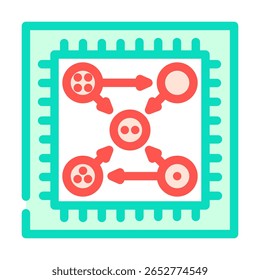 chip emaranhado qubits computador quântico cor ícone vetor. chip emaranhado qubits sinal de computador quântico. símbolo isolado ilustração