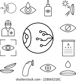 chip in eye icon in a collection with other items