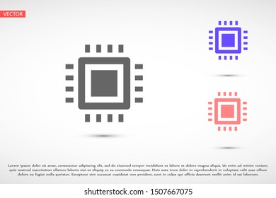 Chip. Flat vector web icon. Chip processor line vector icon. Chip of credit card icon. Chip vector icon flat design.