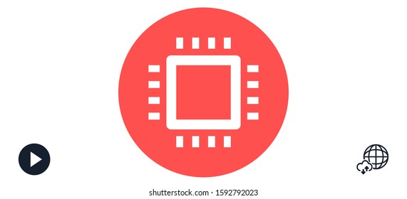 Chip. Flat vector web icon. Chip processor line vector icon.