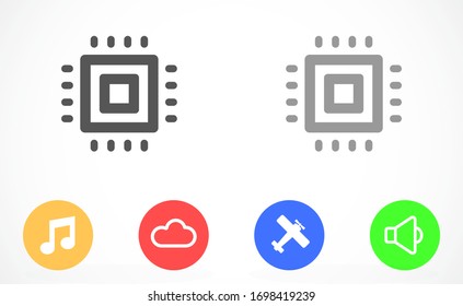 Chip. Flat vector web icon. Chip processor line vector icon. Chip of credit card icon. Chip vector icon flat design.