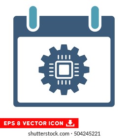 Chip Gear Calendar Day icon. Vector EPS illustration style is flat iconic bicolor symbol, cyan and blue colors.
