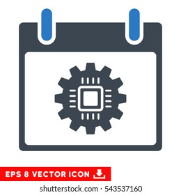 Chip Gear Calendar Day icon. Vector EPS illustration style is flat iconic bicolor symbol, smooth blue colors.