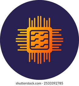 Chip Glyph Circle Gradient Icon