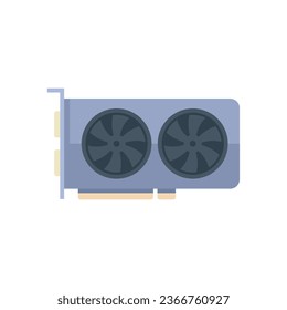 Chip gpu card icon flat vector. Graphic pc. Cpu fan isolated