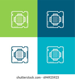 Chip green and blue material color minimal icon or logo design