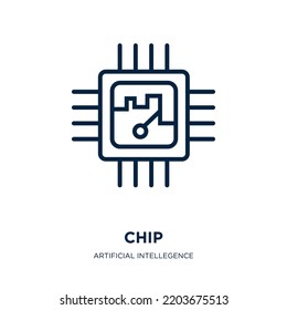chip icon from artificial intellegence and future technology collection. Thin linear chip, network, computer outline icon isolated on white background. Line vector chip sign, symbol for web and mobile