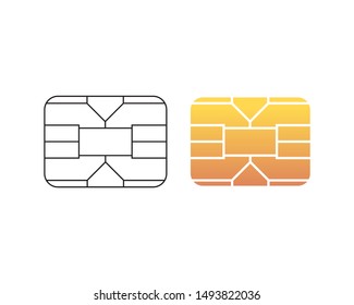chip icon for bank plastic credit or debit charge card. Vector illustration 