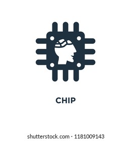 Chip icon. Black filled vector illustration. Chip symbol on white background. Can be used in web and mobile.