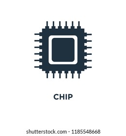Chip icon. Black filled vector illustration. Chip symbol on white background. Can be used in web and mobile.