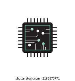 Chip icon black.Electronic symbol.Vector Illustration 