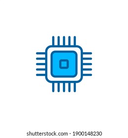 Chip Icon In Blue Color Style