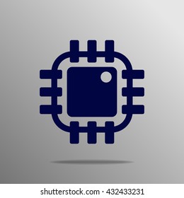 Chip Icon blue on a gray background