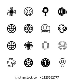 Chip icon. collection of 16 chip filled and outline icons such as cpu in tree, cpu. editable chip icons for web and mobile.