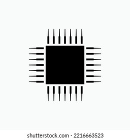Chip Icon. CPU, Circuit Symbol.