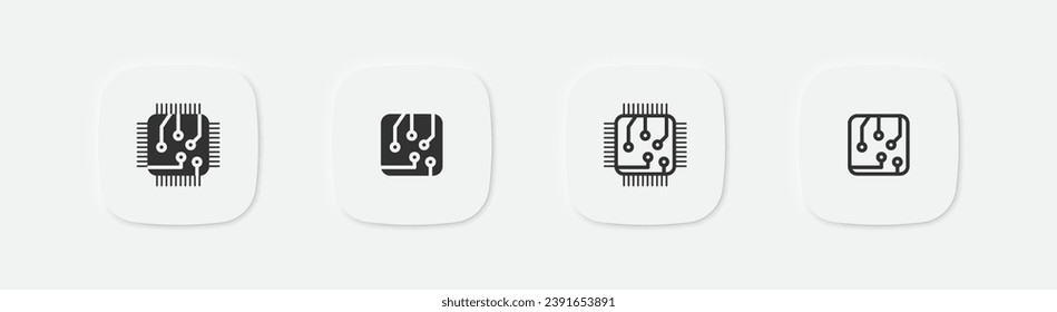 Chip icon. CPU sign. Processor symbol. Microchip icons. Microprocessor symbols. Vector isolated sign.
