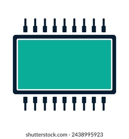 Chip icon, cpu symbol, memory or processor chipset vector illustration