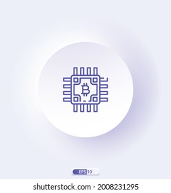 chip icon with cryptocurrency collection. Icons are designed in full color, outline, flat, glyphs, and lines.   Works for web, mobile, UI, and more. Vector illustration.