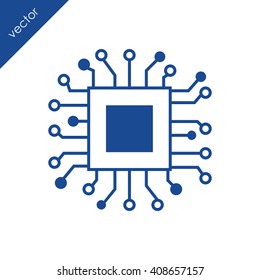 Chip icon. Electronic circuit icon.