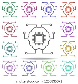 chip icon. Elements of intelligence in multi color style icons. Simple icon for websites, web design, mobile app, info graphics