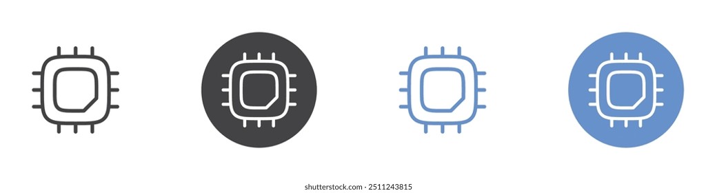 Ícone de chip Plano definido em preto e branco