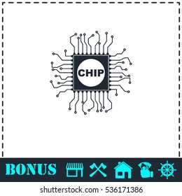 Chip icon flat. Simple vector symbol and bonus icon